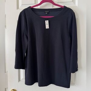 Talbots Classic Black 3/4 Length Sleeve Top NWT